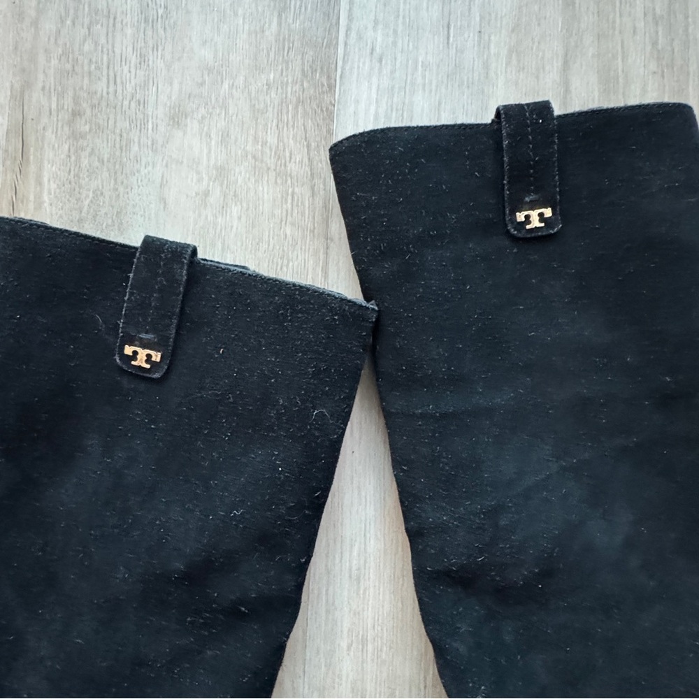 Tory Burch Wayland Tall Black Suede Boot Size 9 - Picture 2 of 12